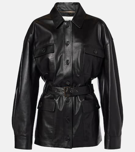 Chaqueta sahariana de piel con cinturón - Saint Laurent - Modalova