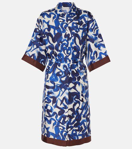 Printed silk satin shirt dress - Dries Van Noten - Modalova