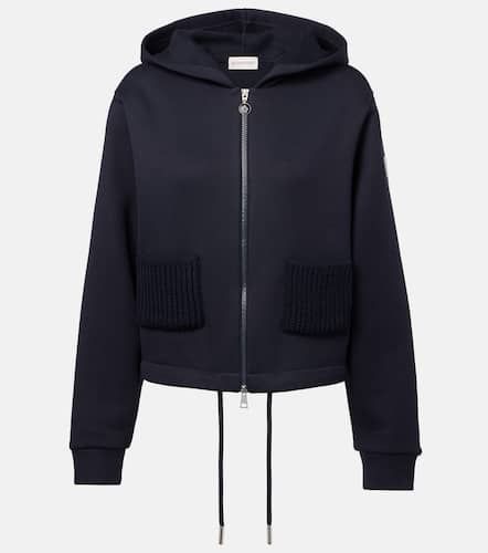 Cotton-blend jersey zip-up hoodie - Moncler - Modalova