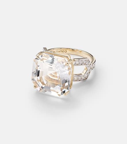 Anillo de oro de 14 ct con topacio y diamantes - Mateo - Modalova