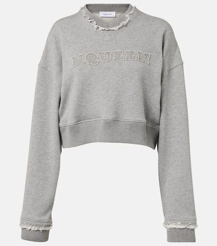 Logo cropped cotton sweatshirt - Alexander McQueen - Modalova