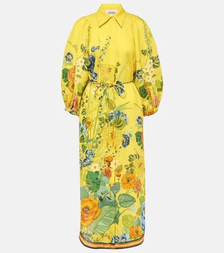 AlÃ©mais Floral puff-sleeve linen midi dress - Alemais - Modalova