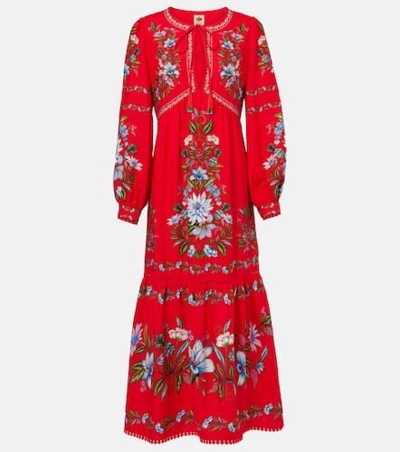 Floral linen-blend midi dress - Farm Rio - Modalova