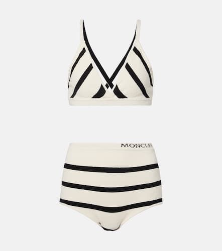 Bralette e slip in misto cotone a righe - Moncler - Modalova