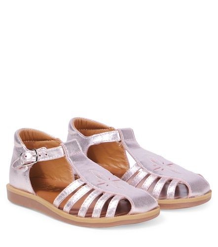 Metallic leather gladiator sandals - Pom d'Api - Modalova