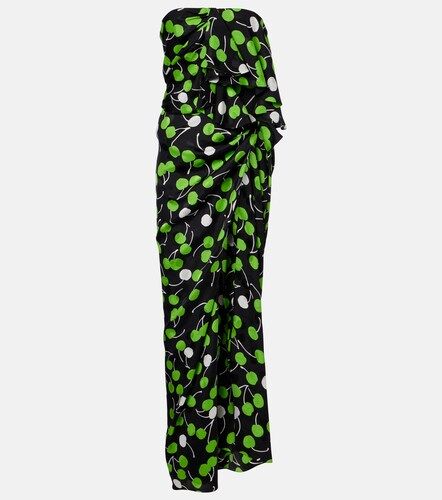 Abito lungo in seta con stampa e cut-out - Saint Laurent - Modalova