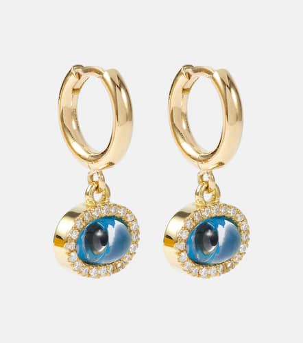 Mini Oval Eye 18kt gold hoop earrings with diamonds - Ileana Makri - Modalova