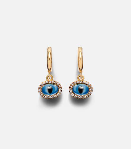 Mini Oval Eye 18kt gold hoop earrings with diamonds - Ileana Makri - Modalova