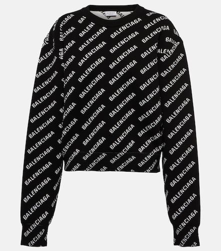 Logo jacquard cotton-blend sweater - Balenciaga - Modalova