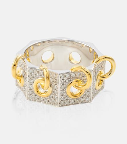 Anillo Eyet de oro amarillo y blanco de 14 ct con diamantes - Rainbow K - Modalova