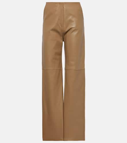 High-rise leather straight pants - Toteme - Modalova