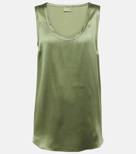 BRUNELLO CUCINELLI Stretch-Silk Satin Tank Top in Blue