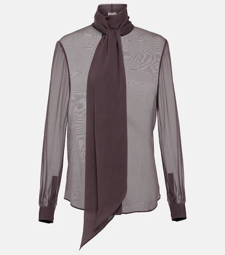 LavalliÃ¨re silk muslin crÃªpe blouse - Saint Laurent - Modalova