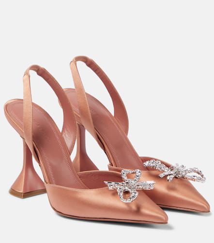 Pumps slingback Rosie in raso con cristalli - Amina Muaddi - Modalova