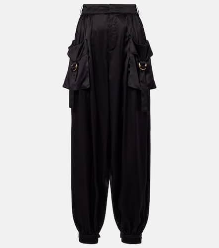 High-rise silk satin cargo pants - Chloe - Modalova