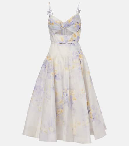 Floral cutout linen and silk midi dress - Zimmermann - Modalova