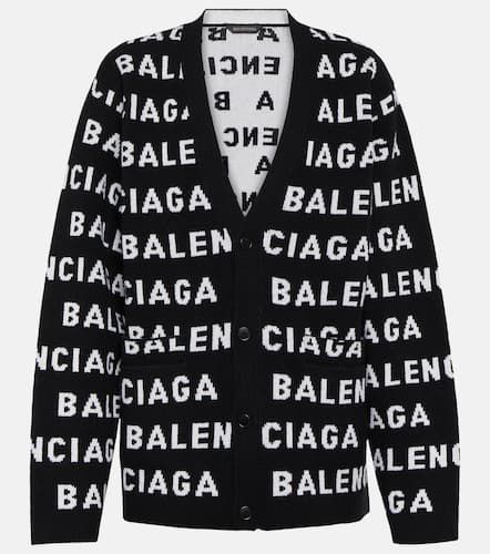 Cárdigan de lana en jacquard con logo - Balenciaga - Modalova