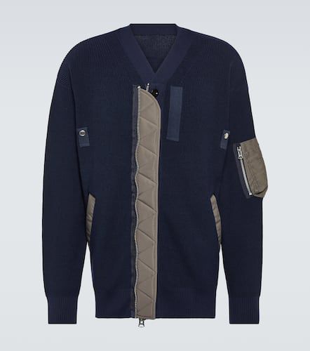 Cardigan in misto cotone con twill - Sacai - Modalova