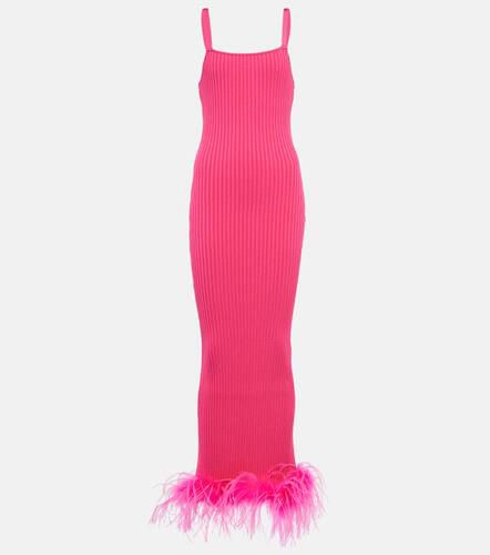 Rib-knit feather-trimmed dress - Giuseppe di Morabito - Modalova