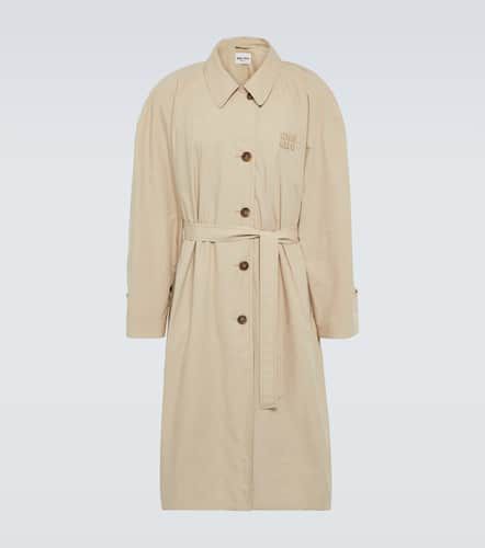 Trench in gabardine di cotone con logo - Miu Miu - Modalova