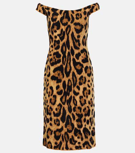 Leopard-print off-shoulder midi dress - Oscar de la Renta - Modalova