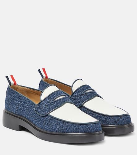 Leather-trimmed tweed loafers - Thom Browne - Modalova