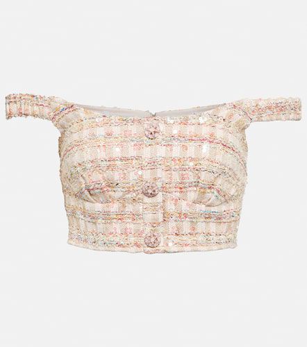 Sequined bouclé crop top - Self-Portrait - Modalova