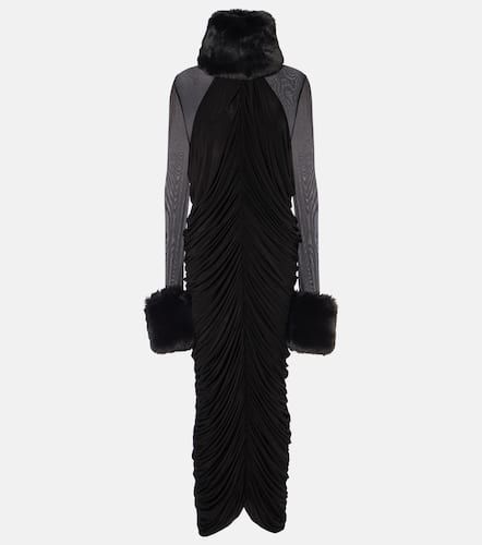 Faux fur-trimmed midi dress - Magda Butrym - Modalova