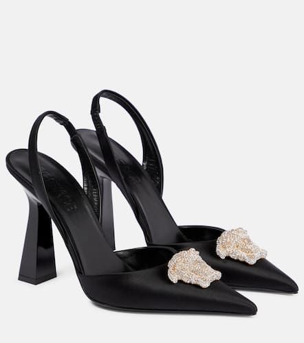 Pumps slingback La Medusa in raso - Versace - Modalova