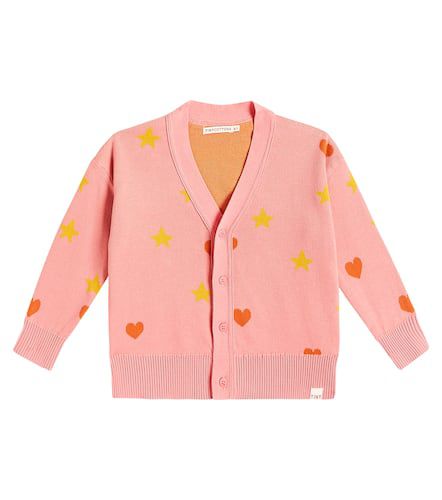 Hearts Stars jacquard cotton cardigan - Tinycottons - Modalova