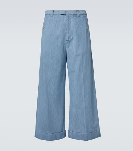 Cropped wide-leg denim pants - Valentino - Modalova