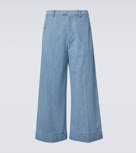 Pantalones anchos cropped de denim - Valentino - Modalova