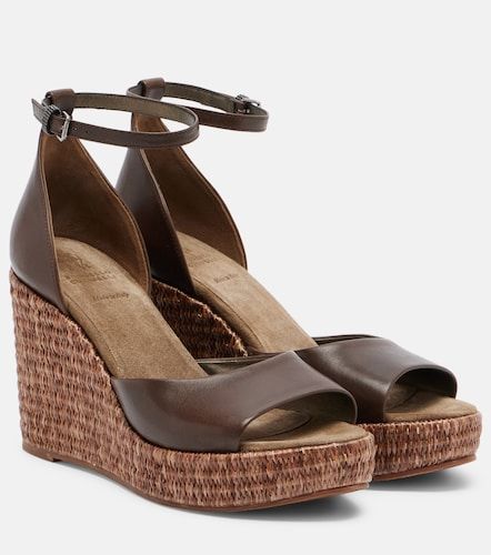 Monili leather espadrille wedges - Brunello Cucinelli - Modalova