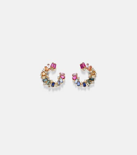Rainbow Spiral 18kt gold earrings with diamonds and sapphires - Suzanne Kalan - Modalova