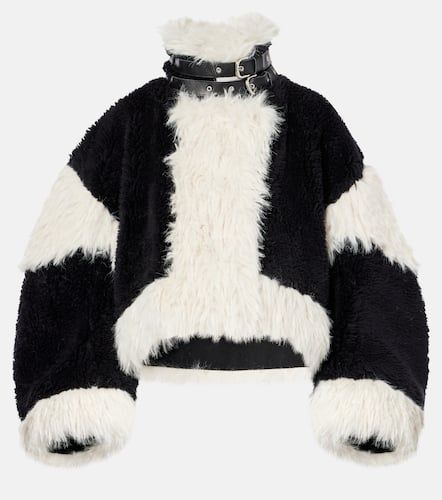 Chaqueta oversized de lana con pelo sintético - Sacai - Modalova