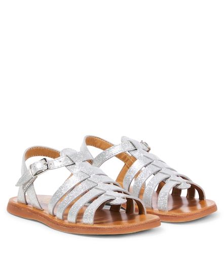 Plagette glitter metallic leather sandals - Pom d'Api - Modalova
