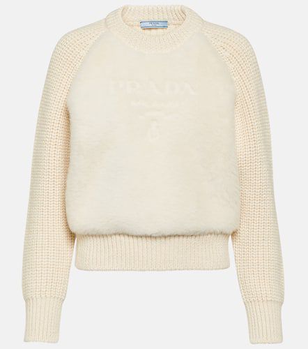 Pullover in alpaca con shearling - Prada - Modalova