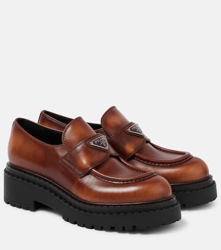 Prada Logo leather platform loafers - Prada - Modalova