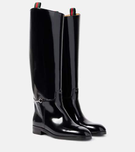 Polished leather knee-high boots - Gucci - Modalova