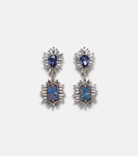 Kt white gold drop earrings with gemstones - Suzanne Kalan - Modalova