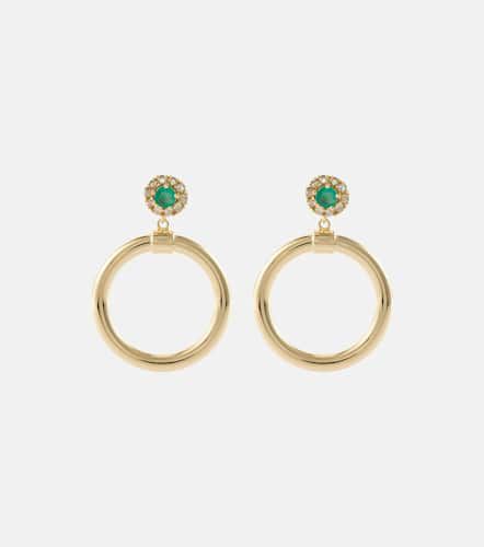 Endless 18kt hoop earrings with diamonds and emeralds - Ileana Makri - Modalova