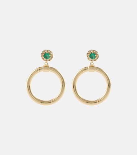 Endless 18kt hoop earrings with emeralds and diamonds - Ileana Makri - Modalova