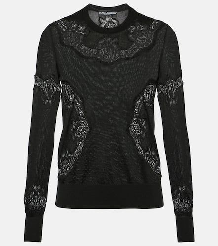 Lace-trimmed cashmere-blend sweater - Dolce&Gabbana - Modalova