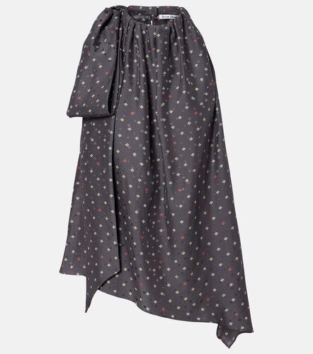 Bow-detail printed asymmetric silk top - Acne Studios - Modalova