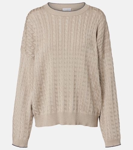 Pullover in misto cotone a trecce - Brunello Cucinelli - Modalova