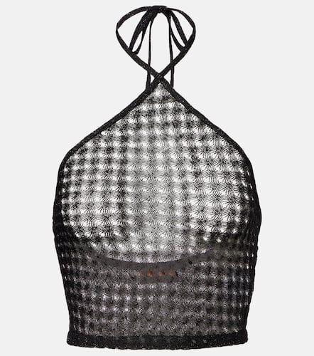 Open-knit halterneck lame crop top - Missoni - Modalova