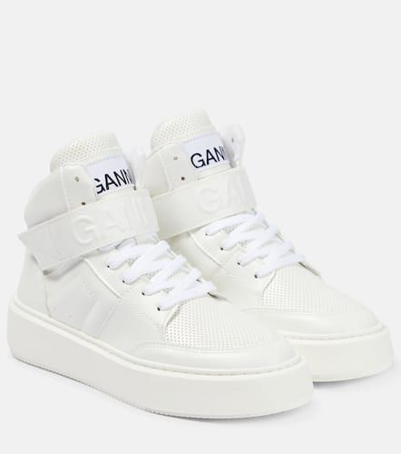 High-top faux leather sneakers - Ganni - Modalova