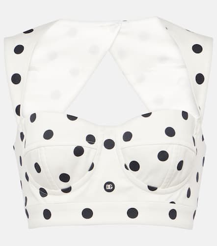 Polka-dot cotton-blend drill crop top - Dolce&Gabbana - Modalova
