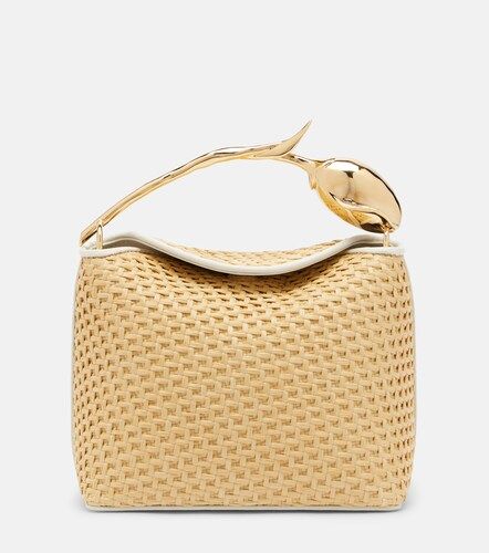 Bloom Mini leather-trimmed raffia top-handle bag - Erdem - Modalova
