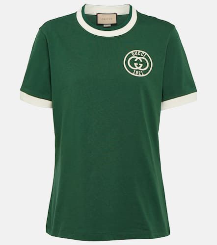 Camiseta de algodón con logo bordado - Gucci - Modalova